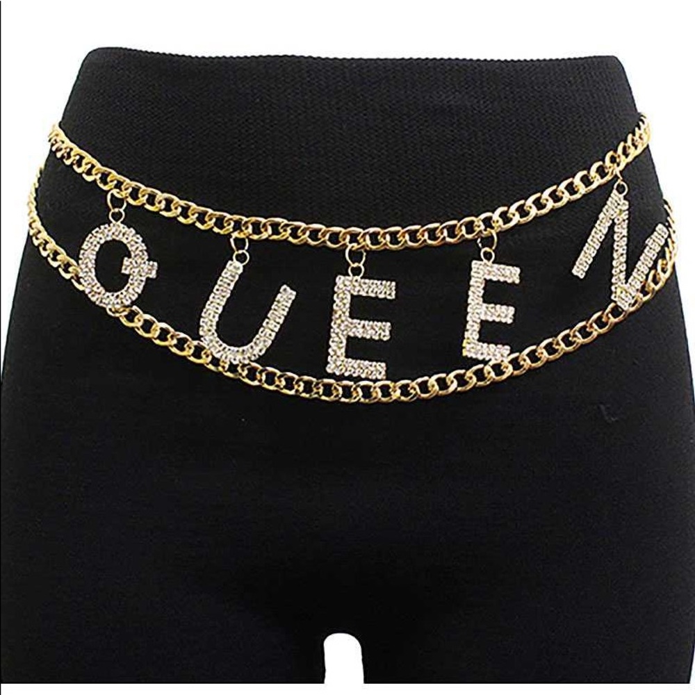 WOMENS BLING QUEEN WAIST BELT